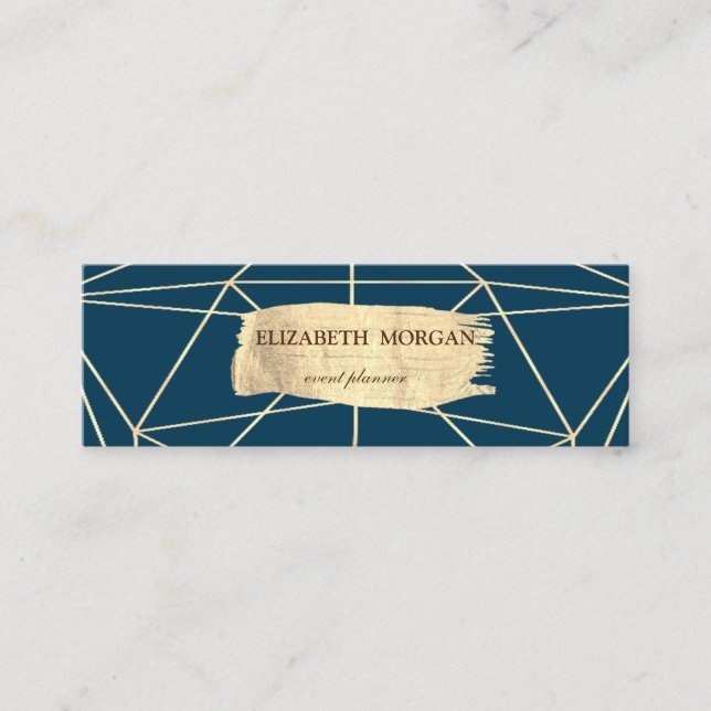 Cartão De Visita Mini Elegante Moderno Traço Dourado do Pincel Geométric (Frente)