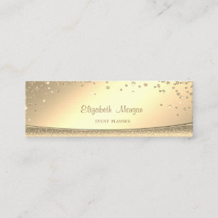 Cartão De Visita Mini Elegante Profissional Sofisticado Ouro Diamantes