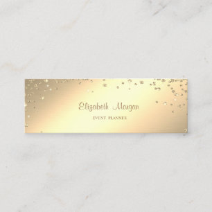 Cartão De Visita Mini Elegante Sofisticado Simples Ouro Diamantes