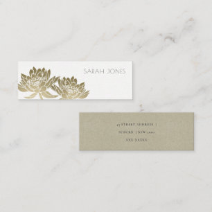 CARTÃO DE VISITA MINI ENDEREÇO FLORAL DOURADO BRANCO LORO BRANCO E PÁL