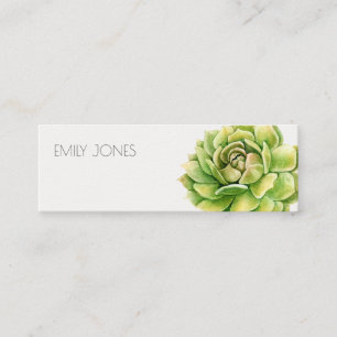 CARTÃO DE VISITA MINI ENDEREÇO SUCCULENTE DA VIBRANT GREEN WATERCOLOR