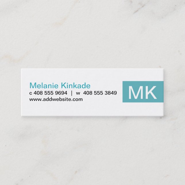 Cartão De Visita Mini Ênfase (Teal) (Frente)