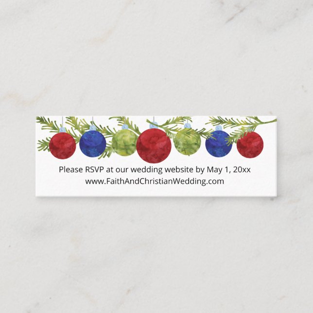 Cartão De Visita Mini Enfeites de natal, RSVP de Site de Casamento (Frente)