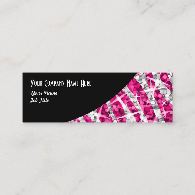 Cartão De Visita Mini Esbranquiçado da curva negra rosa-branca-límpida (Frente)