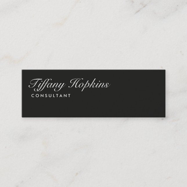 Cartão De Visita Mini Escrita manual - Cinzas Escuras Modernas e Pequena (Frente)