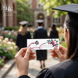 Cartão De Visita Mini Estetoscópio Rosas Rosa Floral Moderno Nome Gradua