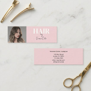 Cartão De Visita Mini Estilista de Cabelo Foto Rosto Rosto Blush Rosa Pr