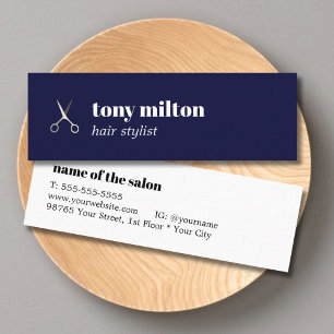 Cartão De Visita Mini Estilos de Cabelo de Tesoura Azul Minúscula