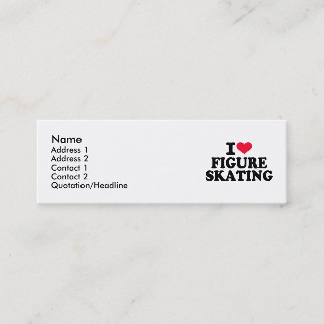 Cartão De Visita Mini Eu amo o patinagem artística (Frente)