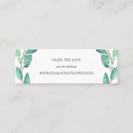 Cartão De Visita Mini Eucalípus fresco deixa Hashtag de casamento