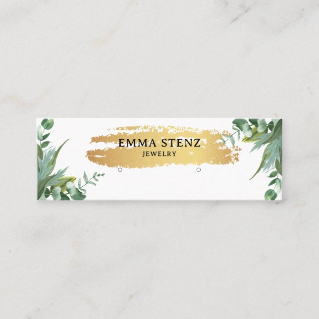 Cartão De Visita Mini Eucalyptus aquarela deixa aros (Frente)