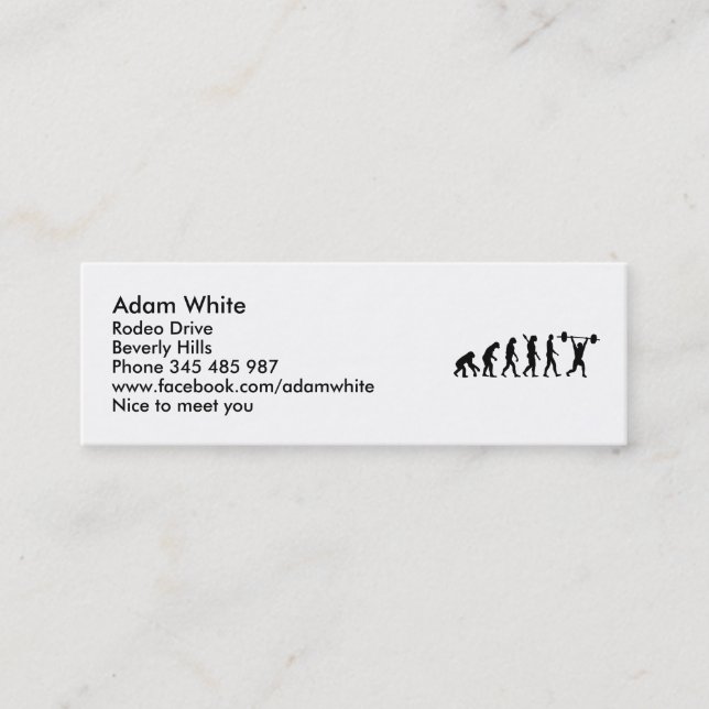 Cartão De Visita Mini Evolução do halterofilismo (Frente)