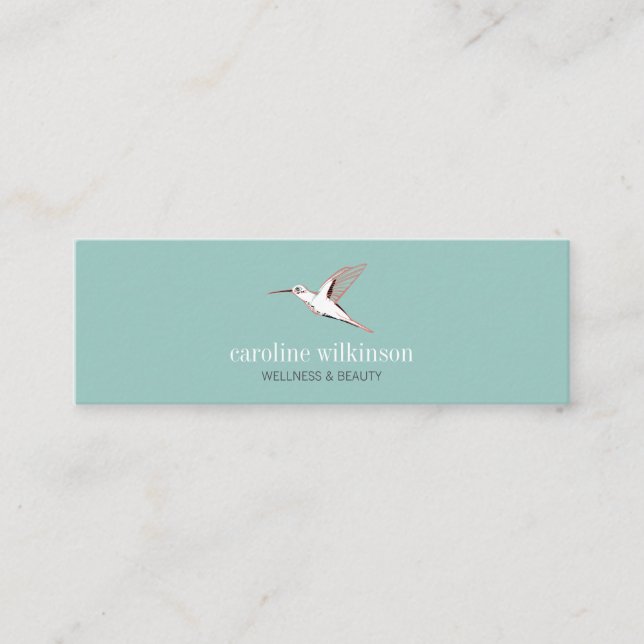 Cartão De Visita Mini Exotic bird illustration elegant minimal mint card (Frente)