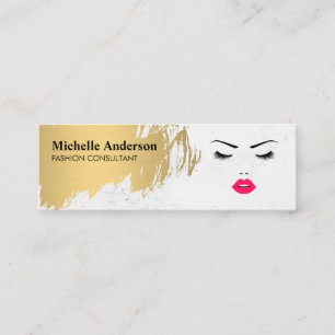 Cartão De Visita Mini Faux Dourado escovado Artista de maquiagem Fashi