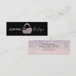 Cartão De Visita Mini Faux Glitter Boutique Clothing Black White