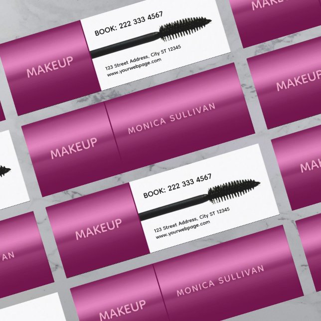 Cartão De Visita Mini Faux mascara brush makeup artist (Criador carregado)