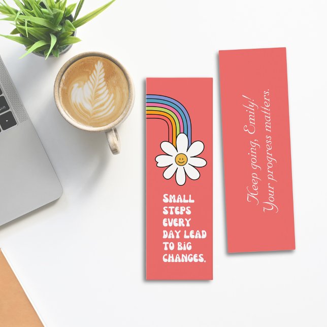 Cartão De Visita Mini Favorito de Cotação Motivacional de Etapas Pequena (Small Steps Motivational Quote Bookmark Mini Business Card)