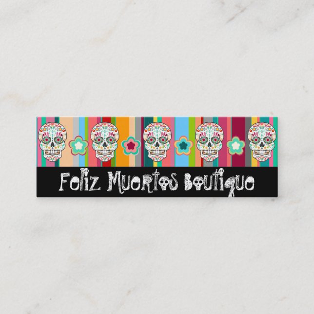 Cartão De Visita Mini Feliz Muertos - crânio magro feito sob encomenda (Frente)