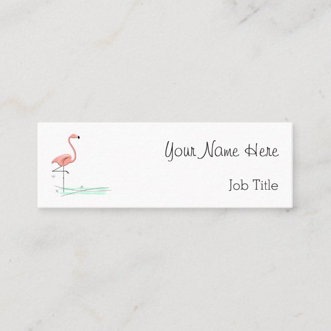 Cartão De Visita Mini Flamingo Ocean texto fino (Frente)