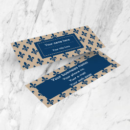 Cartão De Visita Mini Fleur de Lis Pattern, Francês, Real, Azul Marinho