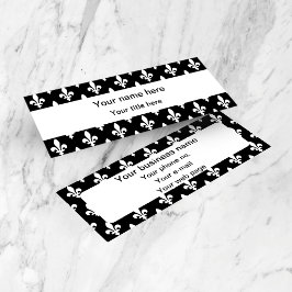 Cartão De Visita Mini Fleur de Lis Pattern, Francês, Real, Branco