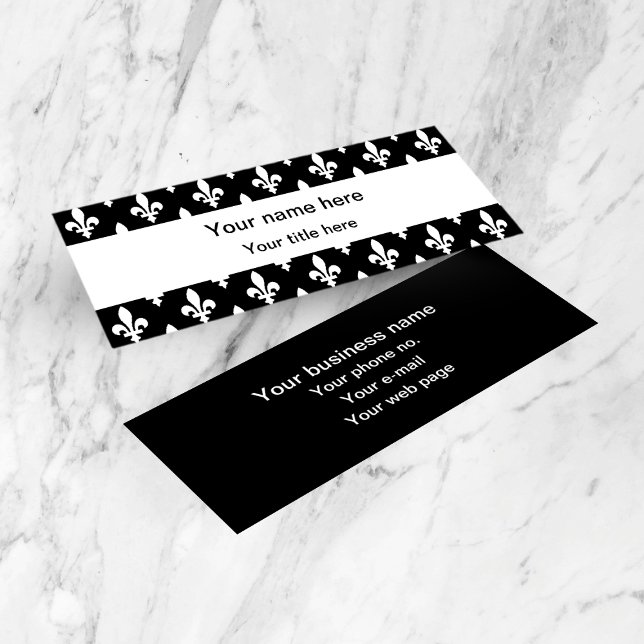 Cartão De Visita Mini Fleur de Lis Pattern, Francês, Real, Branco (Criador carregado)