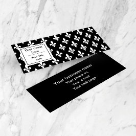 Cartão De Visita Mini Fleur de Lis Pattern, Francês, Real, Branco