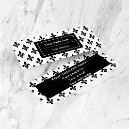 Cartão De Visita Mini Fleur de Lis Pattern, francês, real, negro
