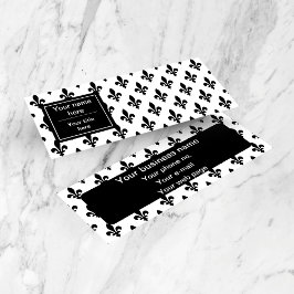 Cartão De Visita Mini Fleur de Lis Pattern, francês, real, negro