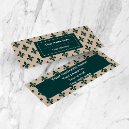 Cartão De Visita Mini Fleur de Lis Pattern, Francês, Real, Verde
