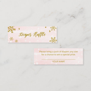 Cartão De Visita Mini Flocos de Neve Rosa Chuvinha de Bebê Diaper Raffle