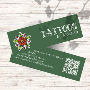 Cartão De Visita Mini Flor de Tatuagem Tradicional