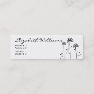 Cartão De Visita Mini Floral preto e branco