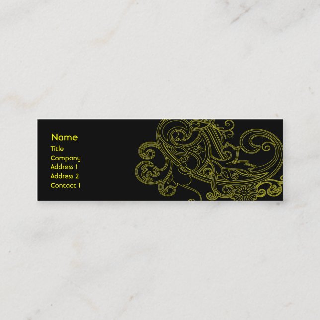 Cartão De Visita Mini Floral preto - magro (Frente)