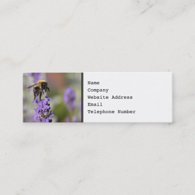 Cartão De Visita Mini Flores da abelha e da lavanda (Frente)