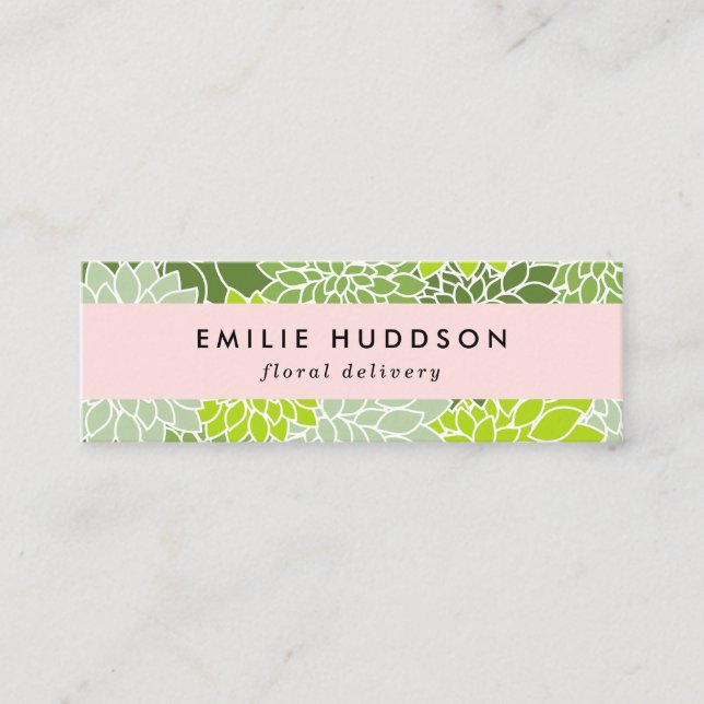 Cartão De Visita Mini Flores de Dália Verde, Florificação, Compro Flor (Frente)