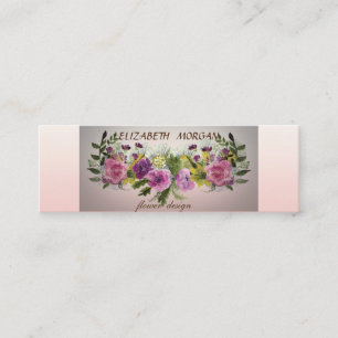 Cartão De Visita Mini Flores em Aquarela Chic Moderno Elegante