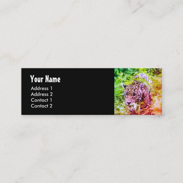 Cartão De Visita Mini Foto Chita Animal Funky (Frente)