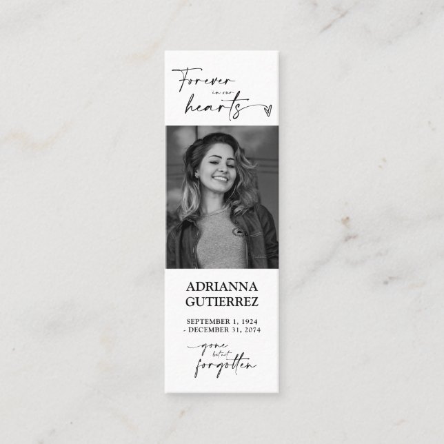 Cartão De Visita Mini Foto do Funeral Memorial Poem para sempre (Frente)