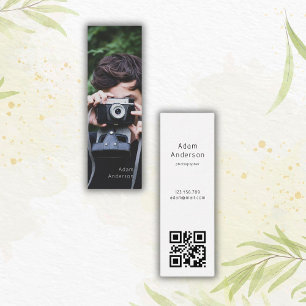 Cartão De Visita Mini Foto simples moderna Fotógrafo de código QR