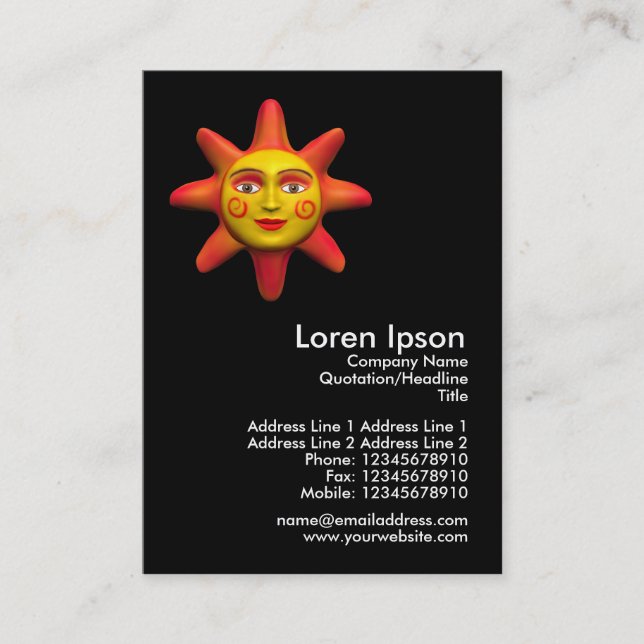 Cartão De Visita Mini Foto Sun Face (Frente)