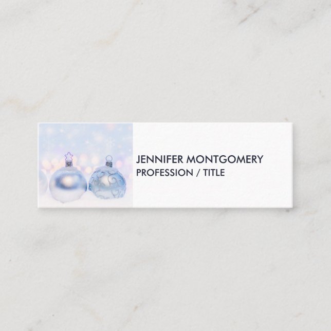 Cartão De Visita Mini Fotografia de bolas de Natal mágicas em metal (Frente)