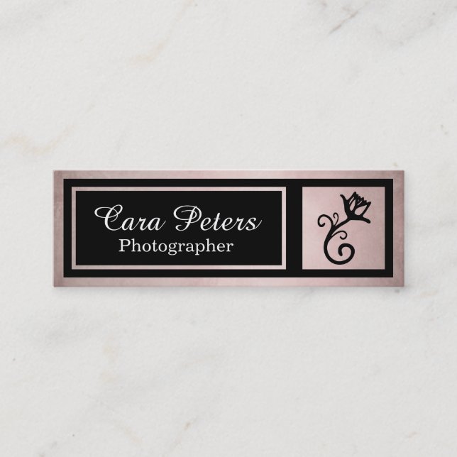 Cartão De Visita Mini Fotógrafo quadro elegante de Minimalistic da flor (Frente)