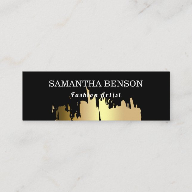 Cartão De Visita Mini Fragmento Dourado Elegante Bruto Vertical (Frente)