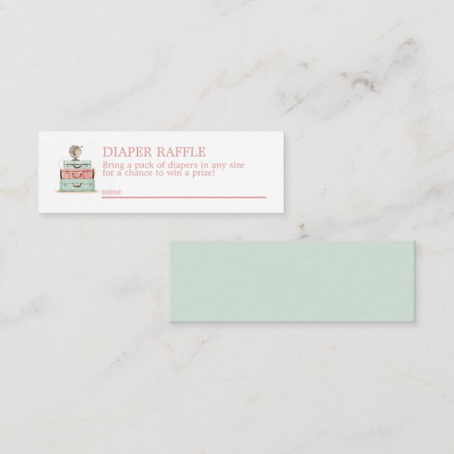 Cartão De Visita Mini Fralda Tema viagem Raffle Mini Placa de gabinete  (Frente/Verso)