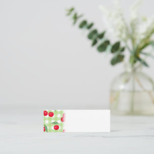 Cartão De Visita Mini Fruta Cereja Vermelha Folhas Verdes Lenhador Paste