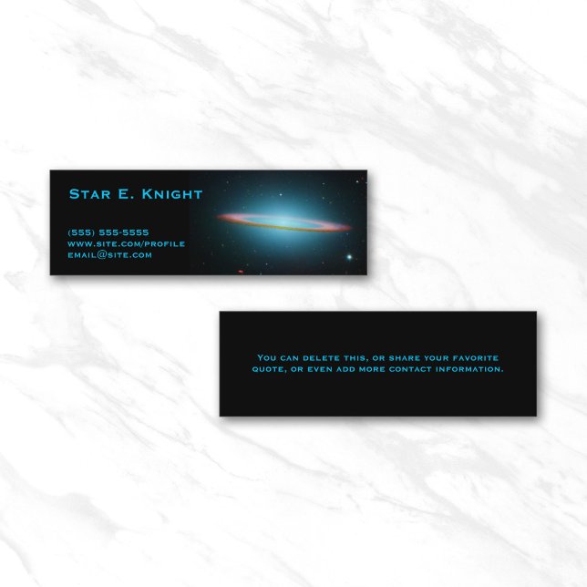 Cartão De Visita Mini Galáxia do Sombrero Preto Foto Espacial (Sombrero Galaxy Profile Card)