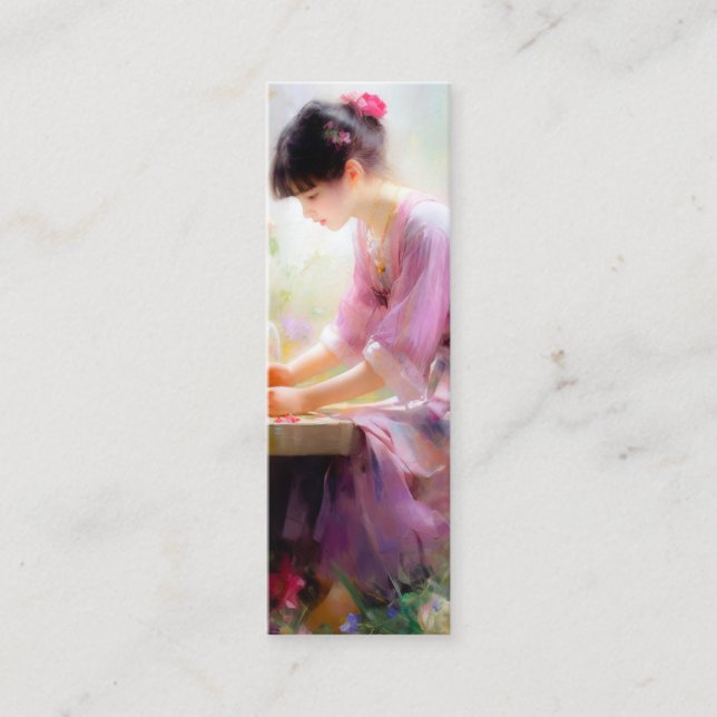 Cartão De Visita Mini Garota no Jardim Flor (Frente)