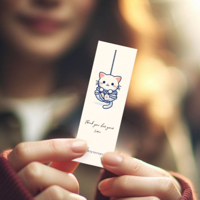 Cartão De Visita Mini Gatinho em cabos, placa de visita (Kitty in ropes, thank you card, shibari)