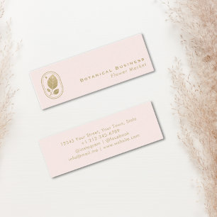 Cartão De Visita Mini Gelado Botânico Mínimo Dourado Elegante Rosa